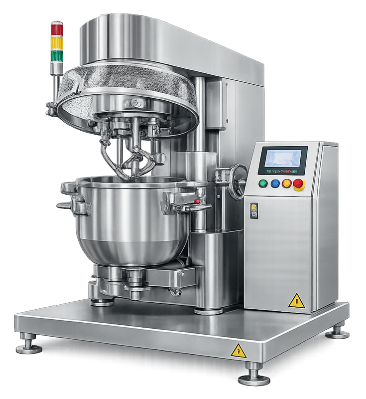 Planetary mixer used for intensive mixing of viscous pharmaceutical materials.